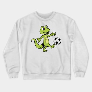 Comic gecko playing soccer Crewneck Sweatshirt